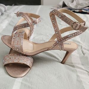 Alex Marie Rose Gold Rhinestone Heels